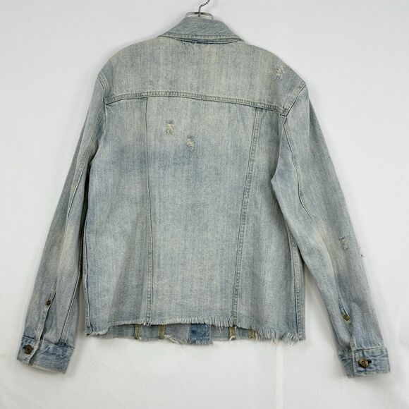 Pistola Cropped Denim Long Sleeve Jacket Raw Hem Size Medium Blue - Picture 5 of 16